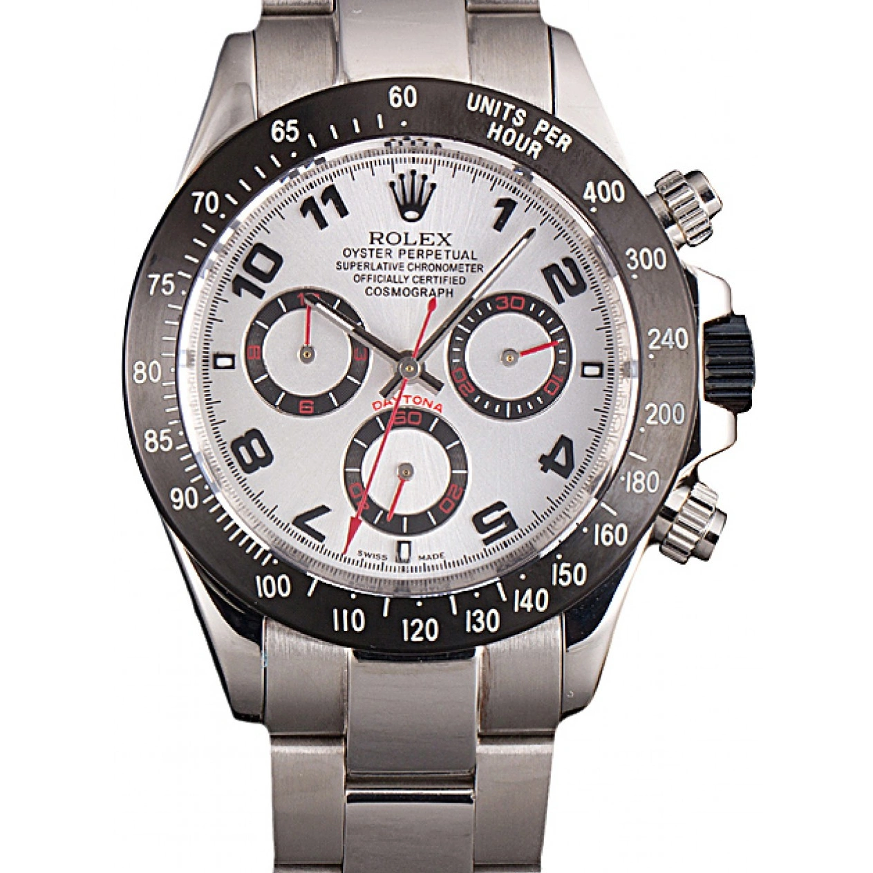Rolex copies cheap Daytona Enameled Steel Dial Black Silver Rolex Stainless 1015